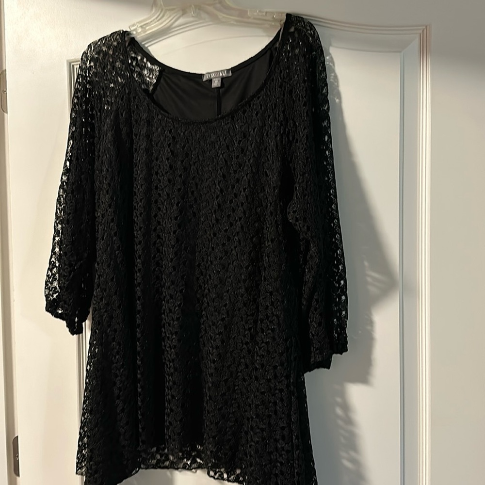 Roz and Ali 3/4 sleeve laced shirt 2x